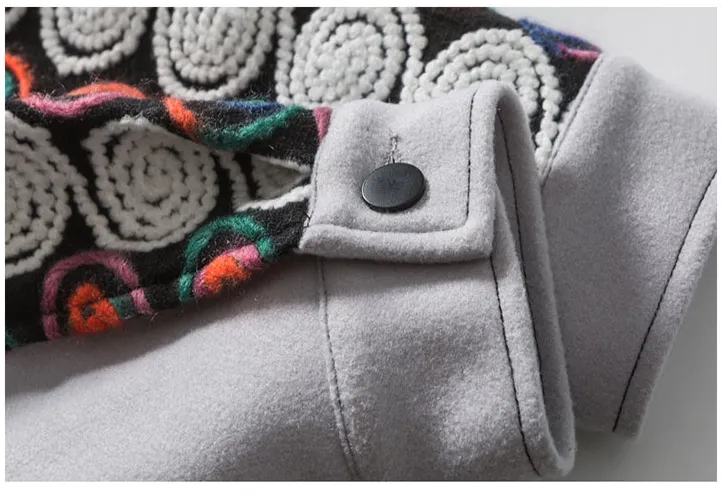 AYWSTER RAINBOW WOOLEN TRENCH RETRO CASUAL UNISEX JACKET