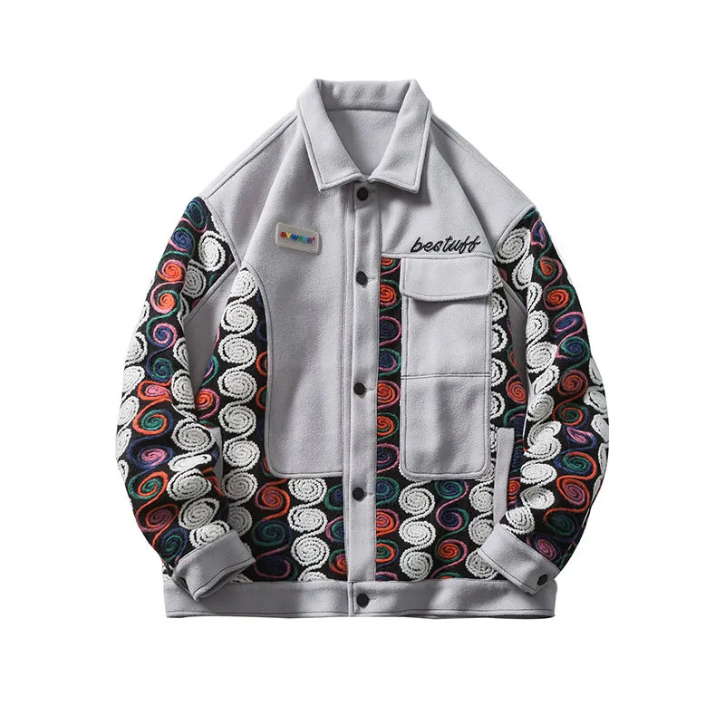 AYWSTER RAINBOW WOOLEN TRENCH RETRO CASUAL UNISEX JACKET