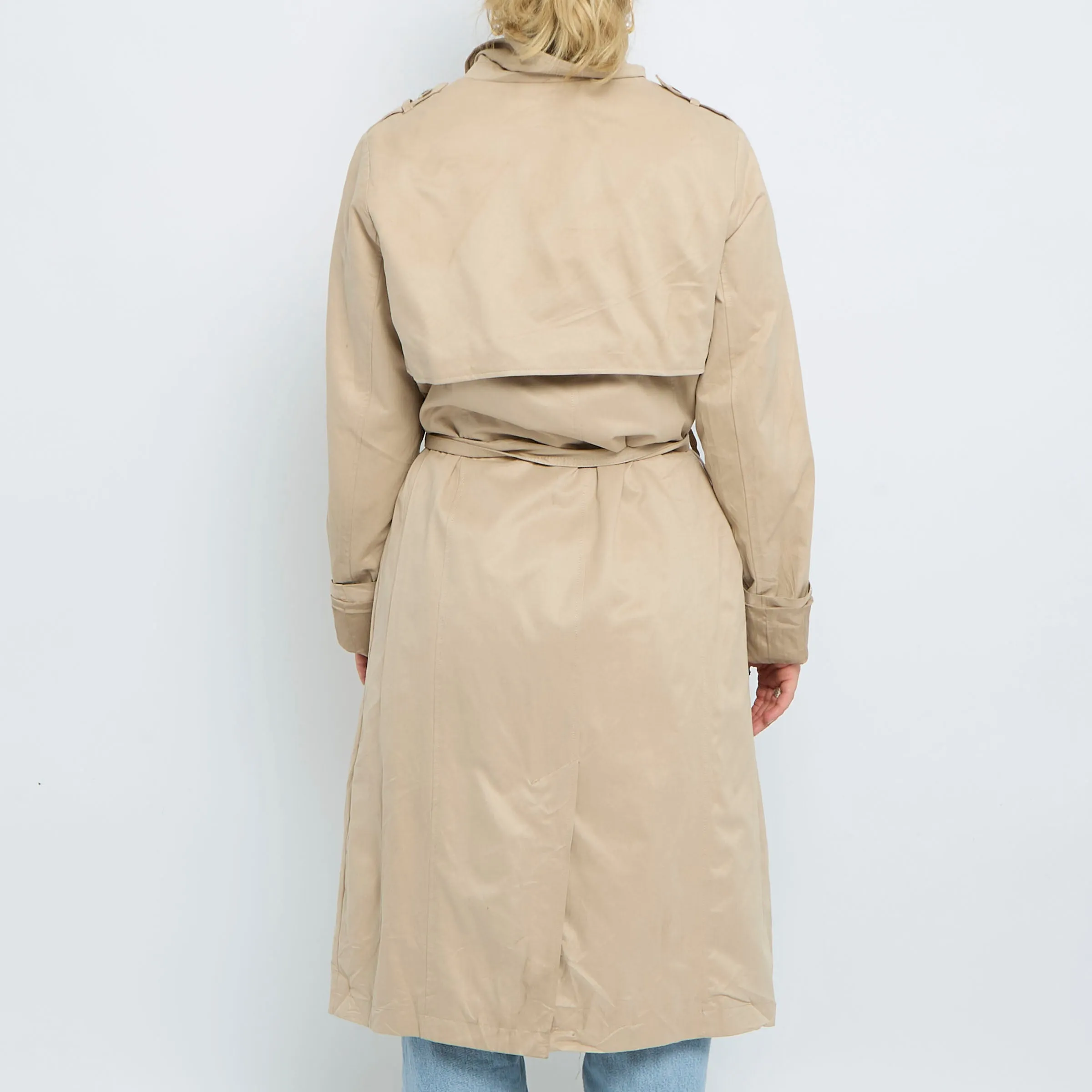 Beige Belted Long Trench Coat - UK 10