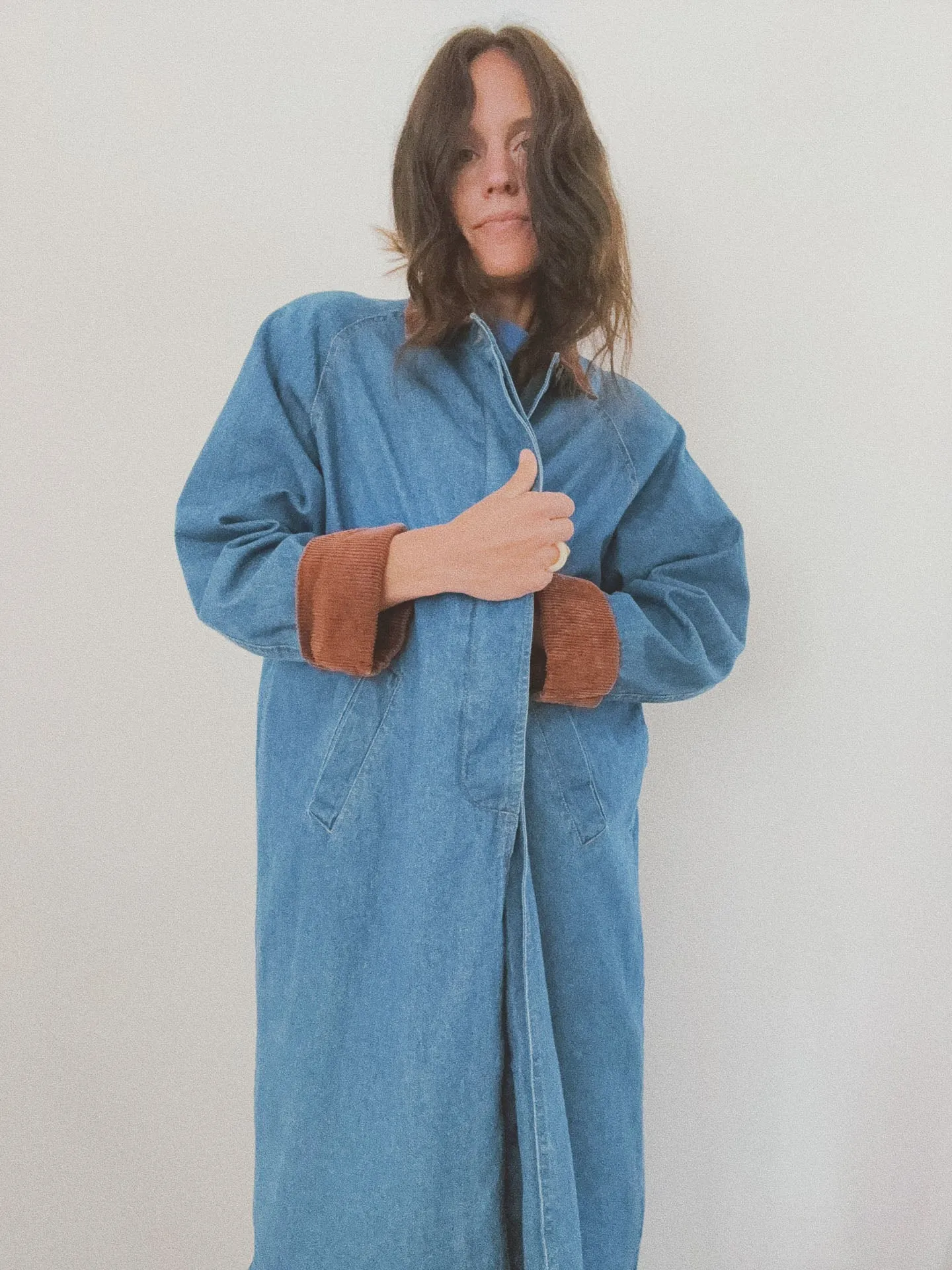 Cord Collar Denim Trench