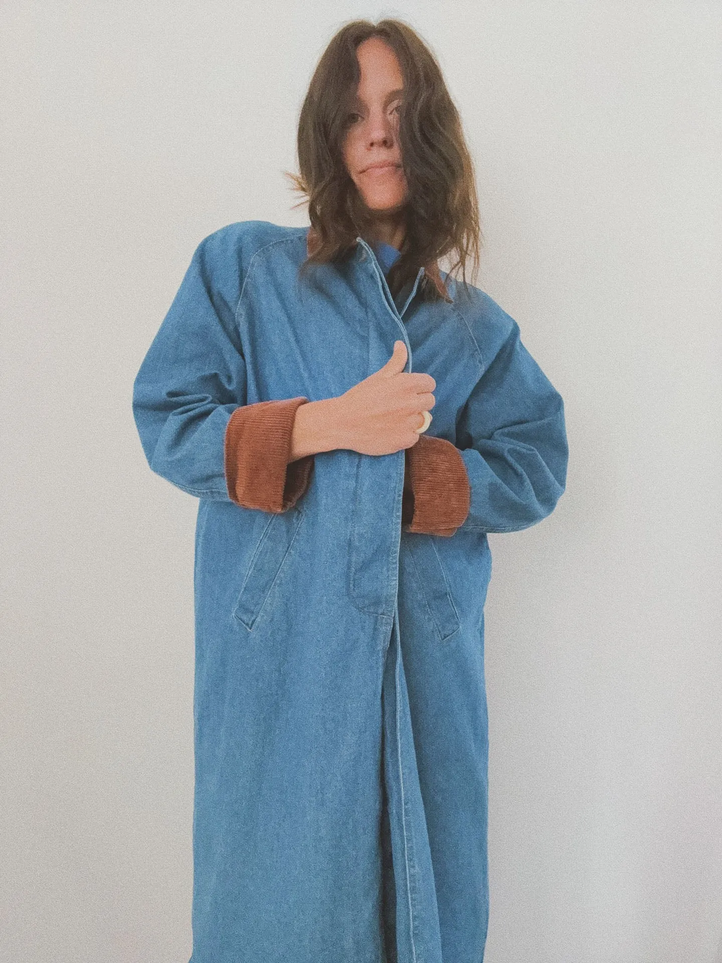 Cord Collar Denim Trench