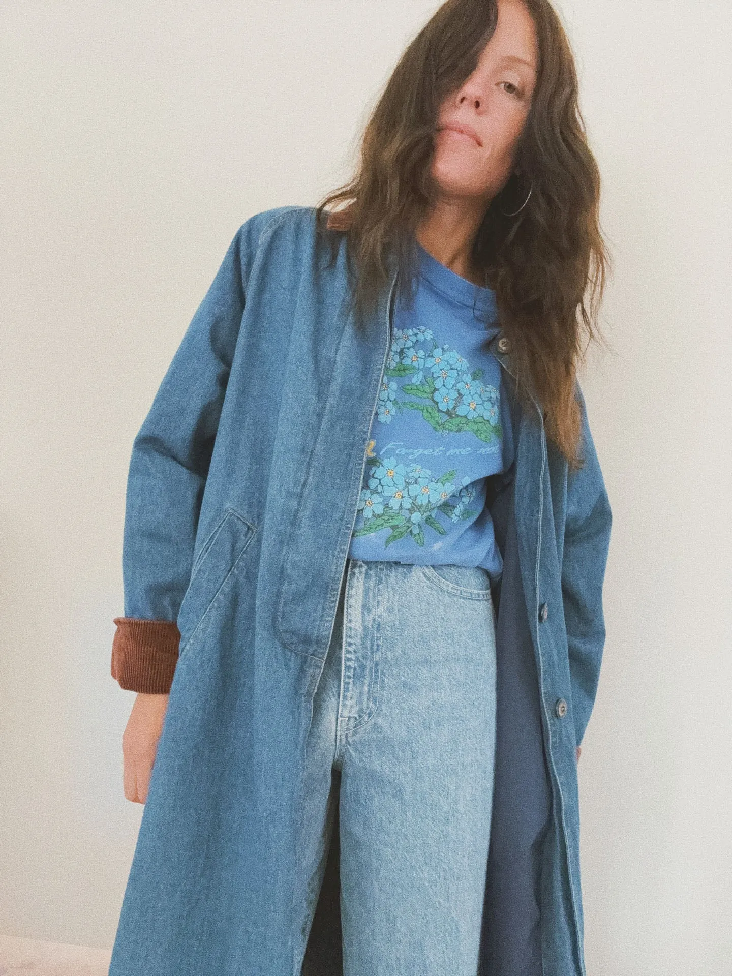 Cord Collar Denim Trench