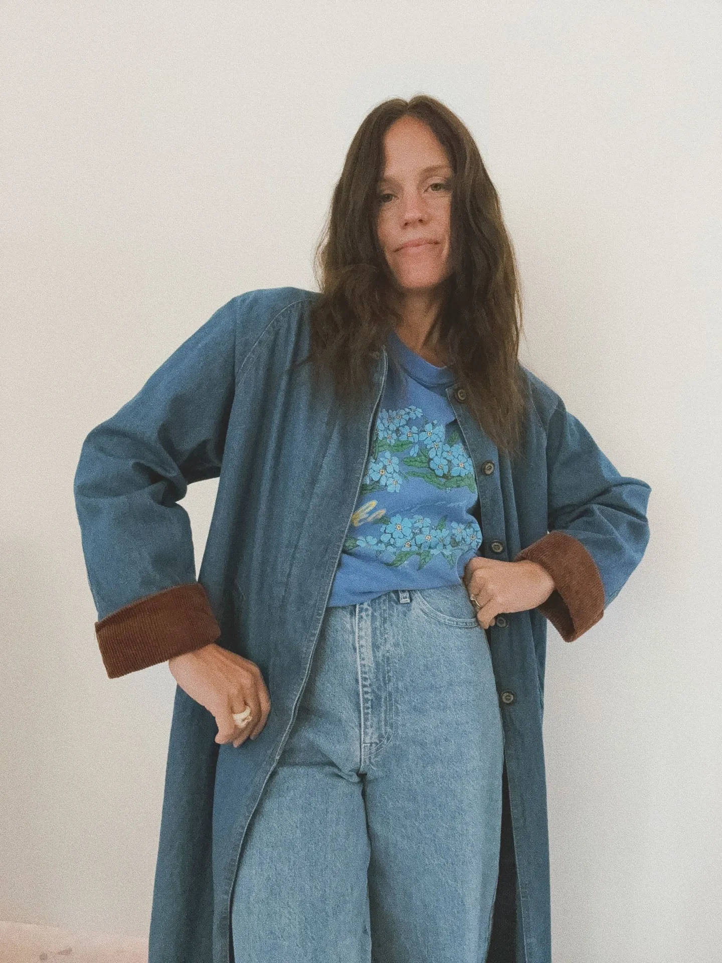 Cord Collar Denim Trench