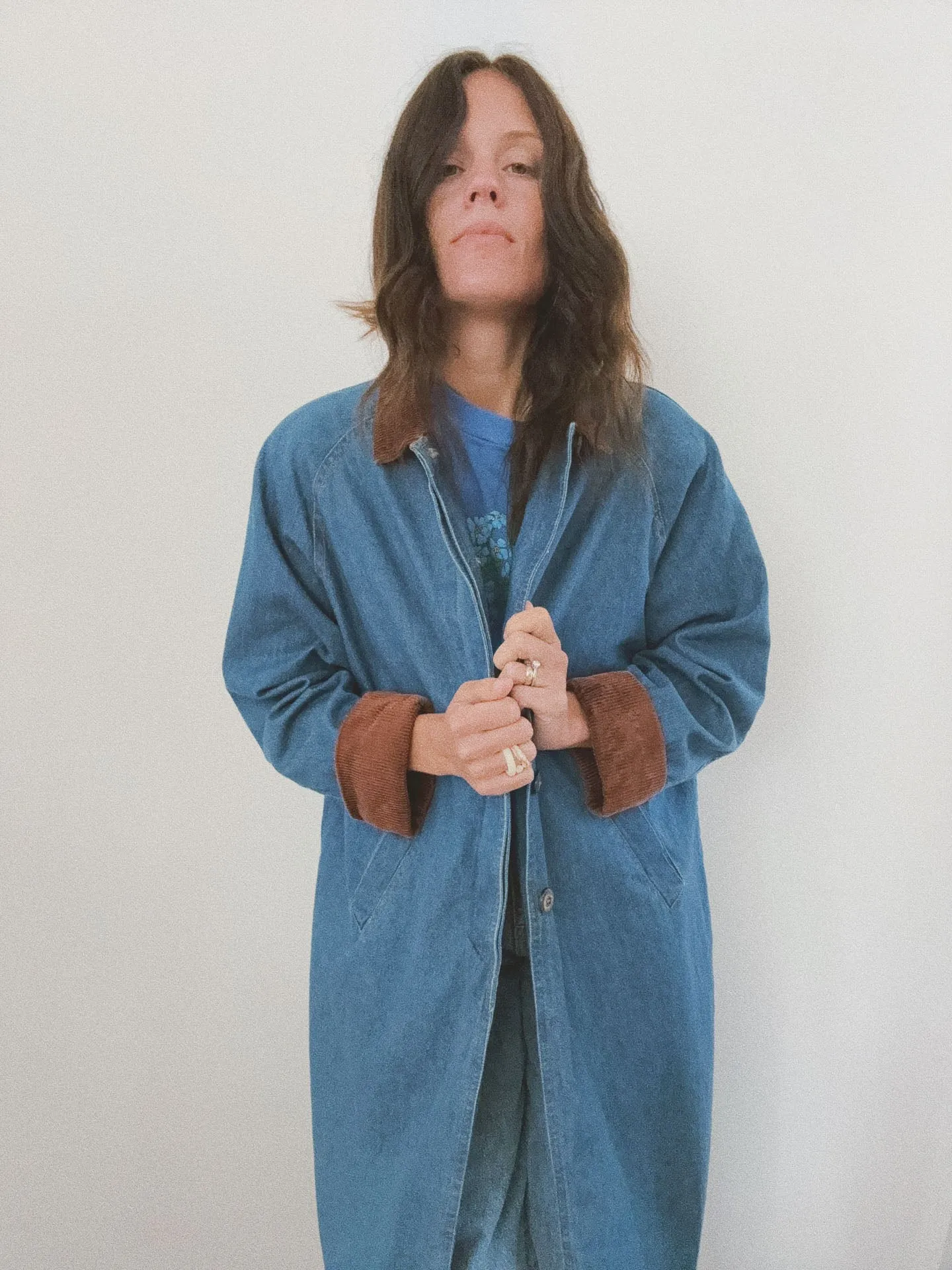Cord Collar Denim Trench