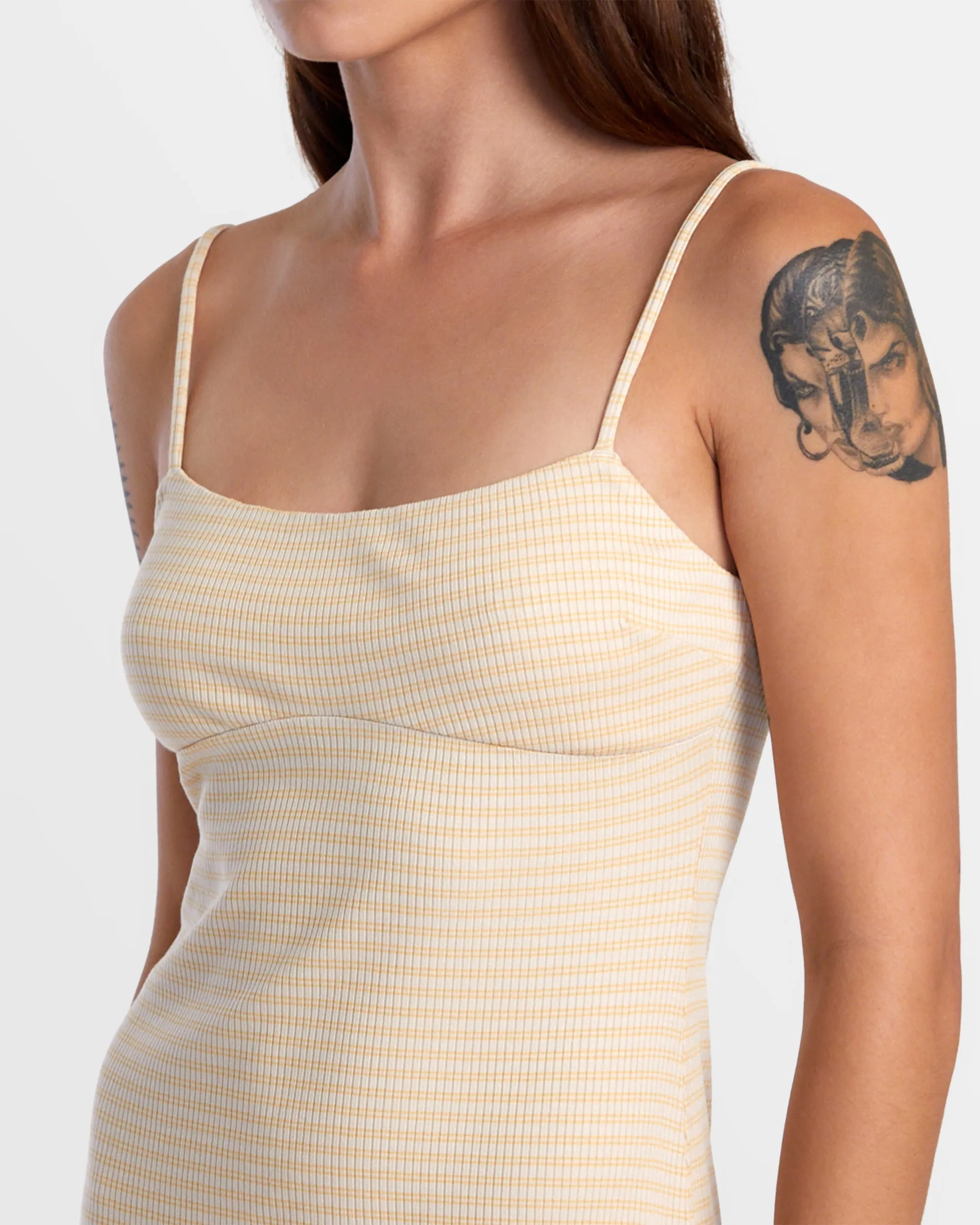 Dixie Fitted Mini Stripe Dress - Latte