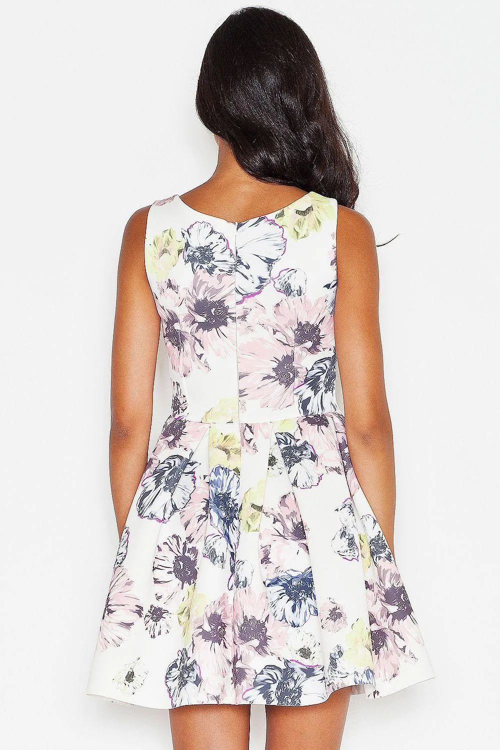 Elegant Floral Print Sleeveless Fit-and-Flare Dress - Chic Daytime Style