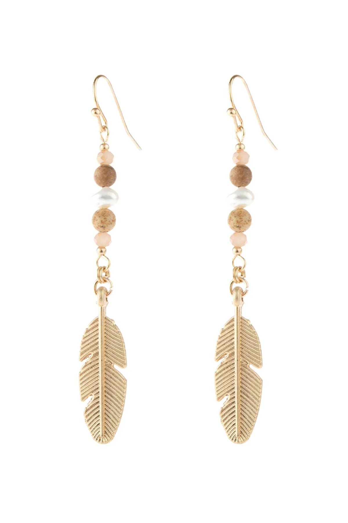 Hde3112 - Cast Feather Dangle Earrings
