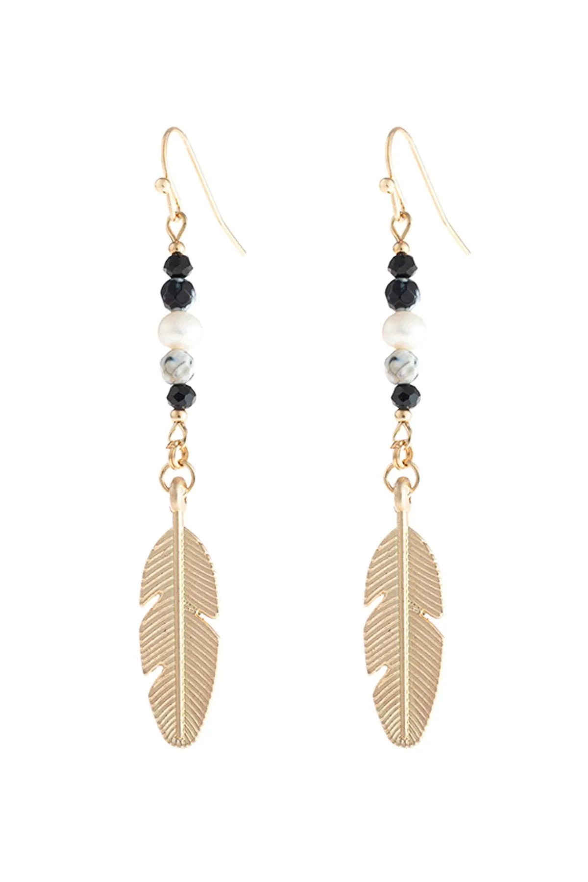 Hde3112 - Cast Feather Dangle Earrings