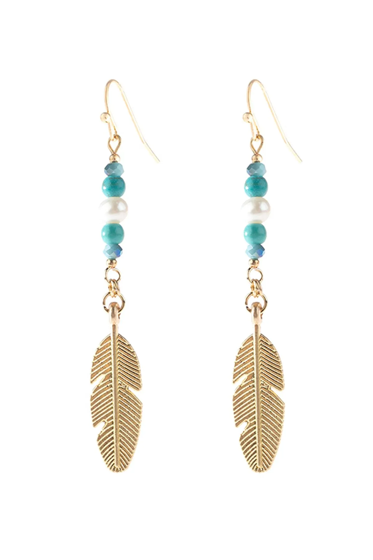 Hde3112 - Cast Feather Dangle Earrings