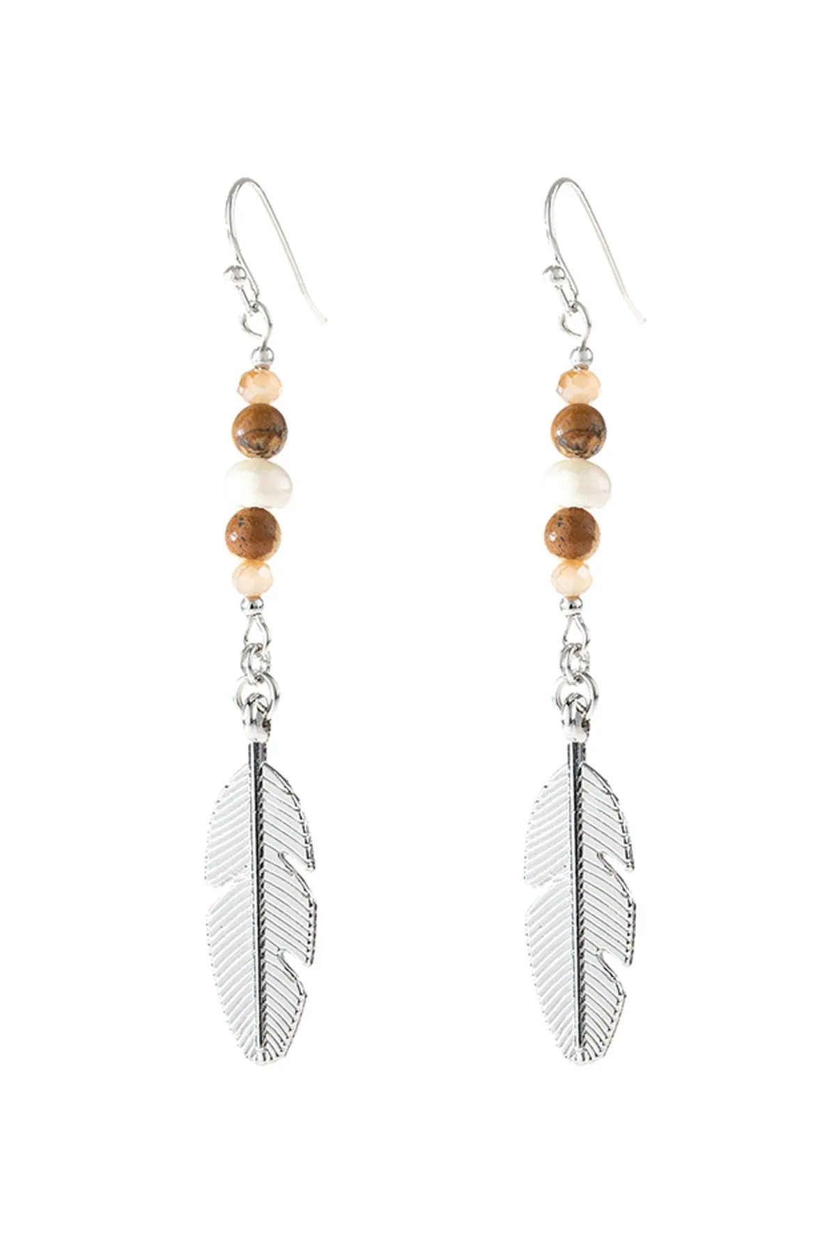 Hde3112 - Cast Feather Dangle Earrings