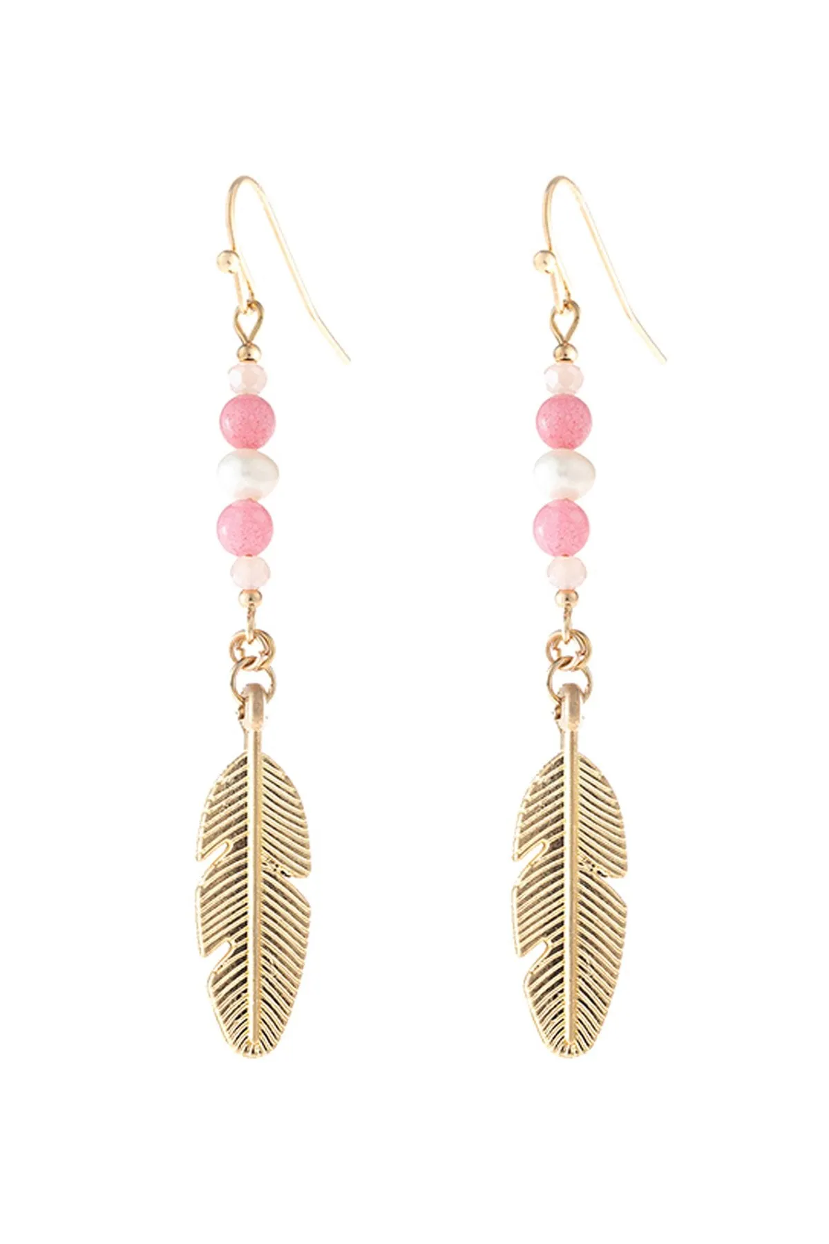 Hde3112 - Cast Feather Dangle Earrings