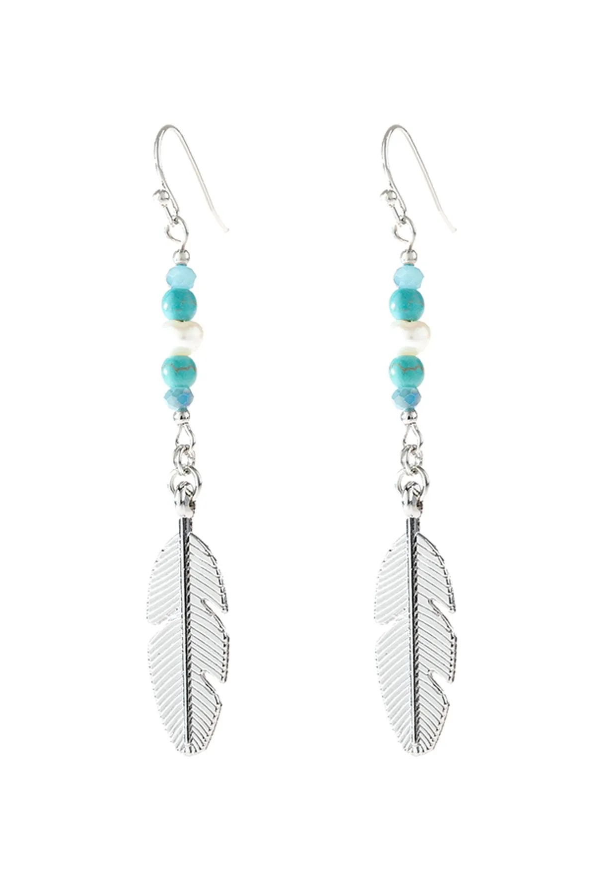 Hde3112 - Cast Feather Dangle Earrings