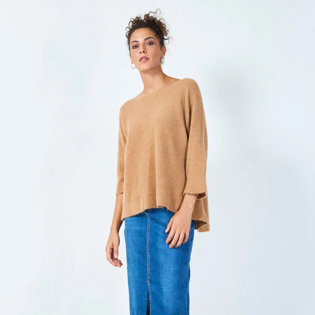 Loose fit 3/4 sleeve sweater wholesale