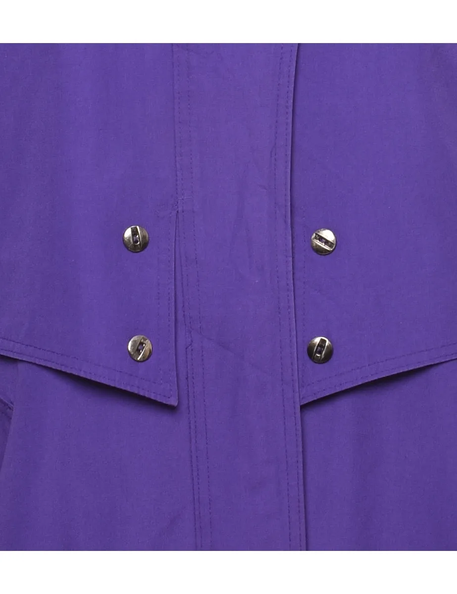 Purple Single Breasted Trench Coat - L