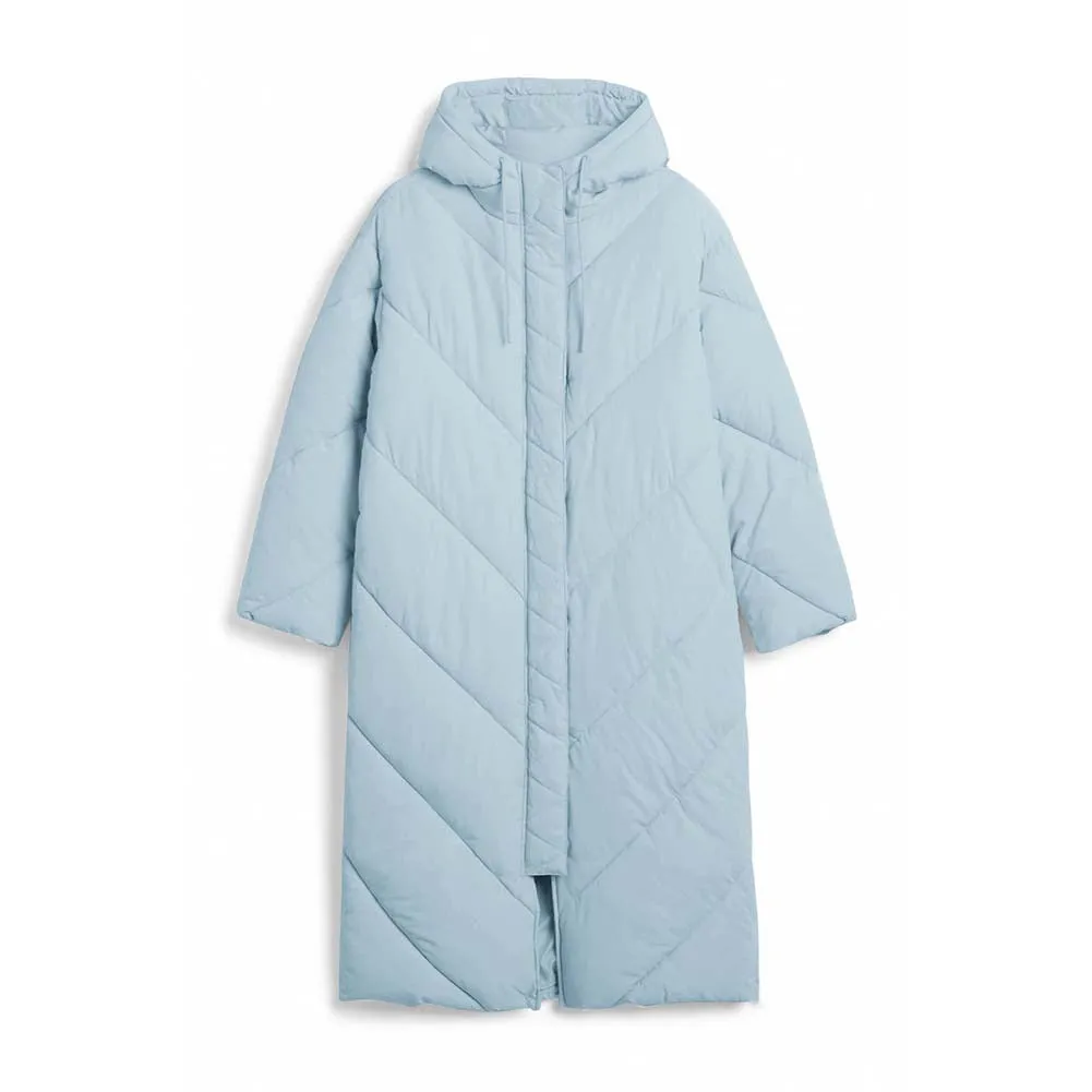 YESFASHION Women Turtleneck Solid Color Mid-length Cotton Coats