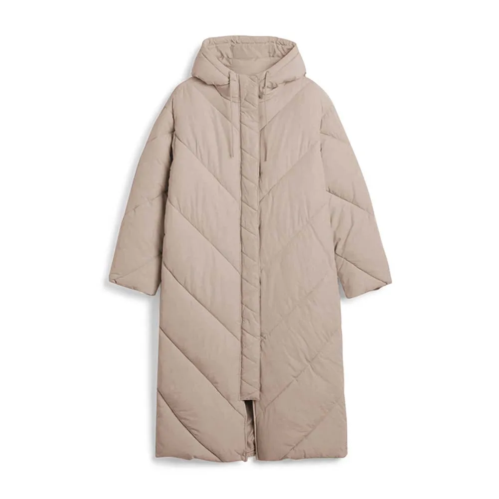 YESFASHION Women Turtleneck Solid Color Mid-length Cotton Coats